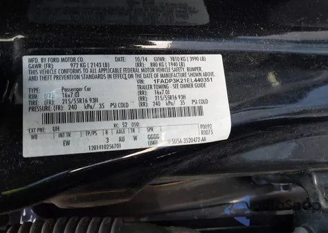 2014 Ford Focus Se from USA, damaged, VIN 1FADP3K21EL440351
